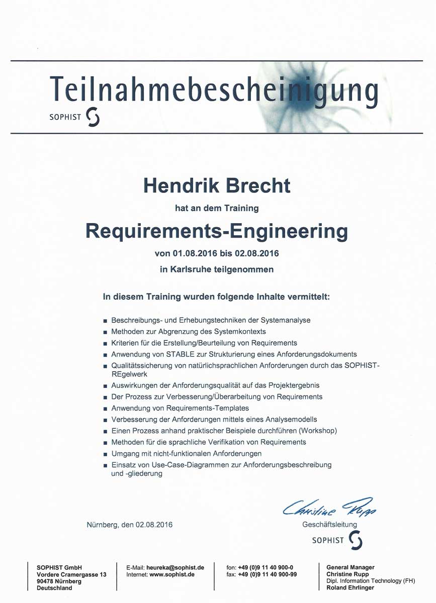 Requirements Engineering in der Praxis - Workshop - Hendrik Brecht